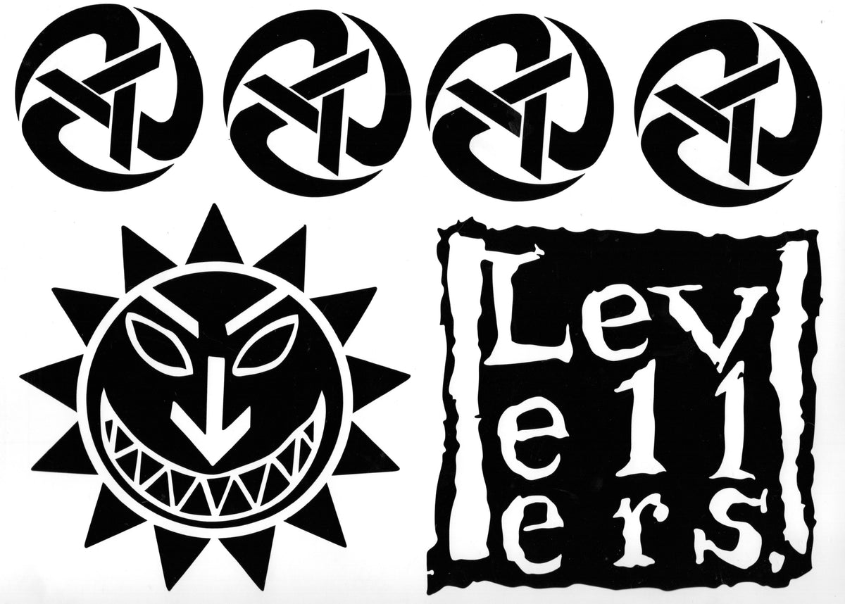 Levellers Vehicle Decal Set - Large - Logo, Rolling A's, Sun Face