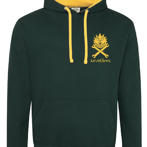 Sun & Spanners Hoodie With Backprint - Green with yellow print